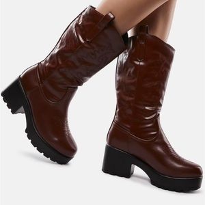 Western Chunky Cowboy Boot sz 37 NIB